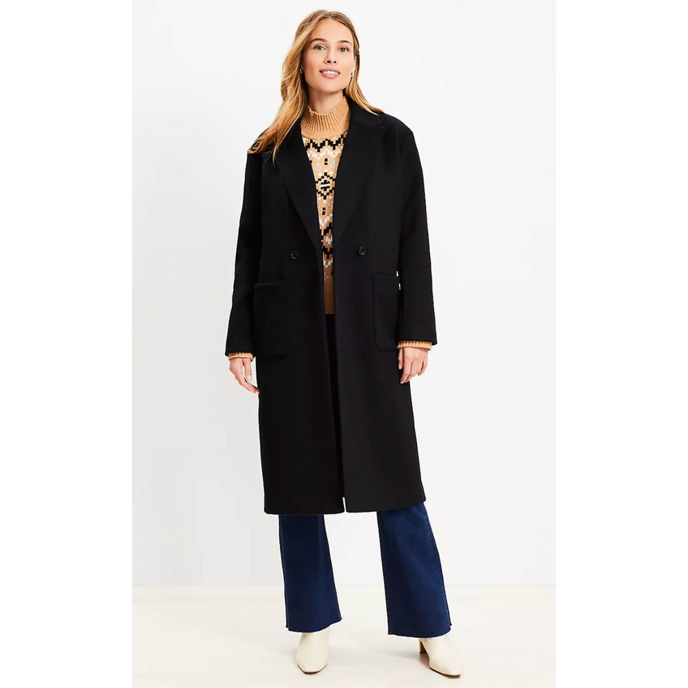 NEW ANN TAYLOR LOFT BLACK DOUBLEFACE MODERN COAT SIZE XXL